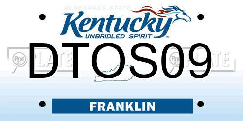 DTOS09 Kentucky License Plate