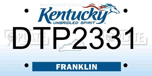 DTP2331 Kentucky License Plate