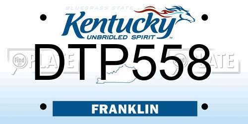 DTP558 Kentucky License Plate