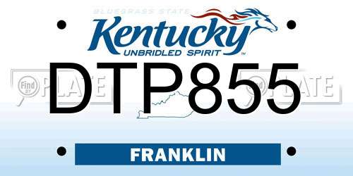 DTP855 Kentucky License Plate