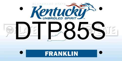 DTP85S Kentucky License Plate