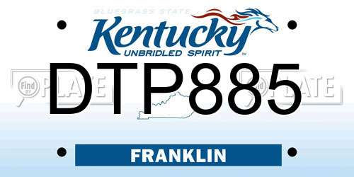 DTP885 Kentucky License Plate