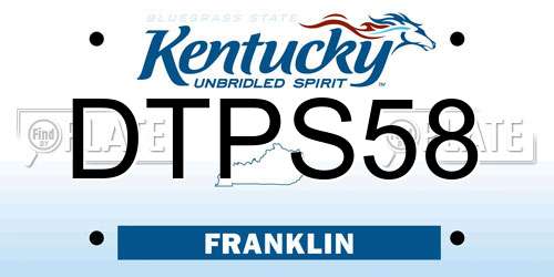 DTPS58 Kentucky License Plate
