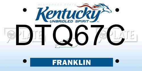 DTQ67C Kentucky License Plate