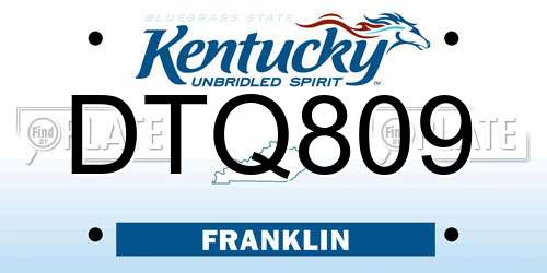 DTQ809 Kentucky License Plate