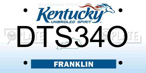 DTS34O Kentucky License Plate