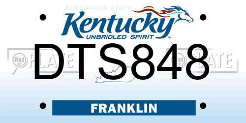 DTS848 Kentucky License Plate