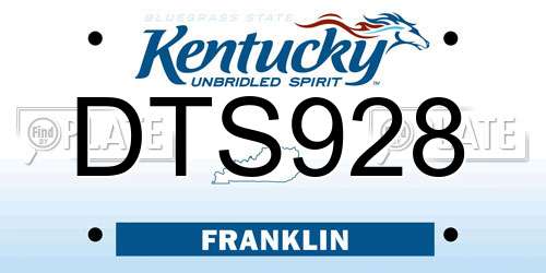 DTS928 Kentucky License Plate