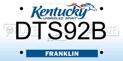 DTS92B Kentucky License Plate