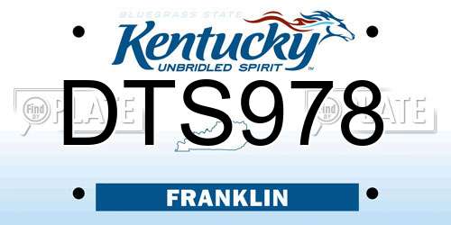 DTS978 Kentucky License Plate