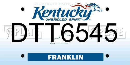 DTT6545 Kentucky License Plate