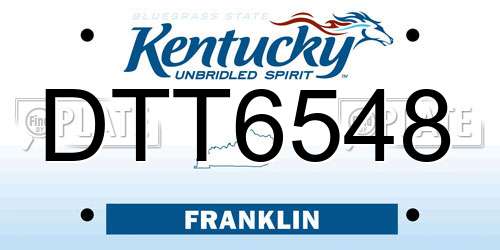 DTT6548 Kentucky License Plate