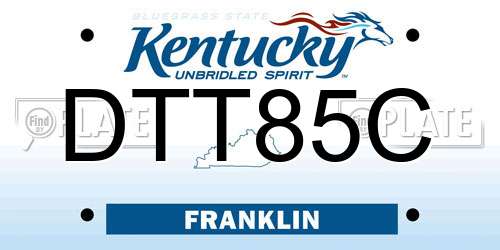 DTT85C Kentucky License Plate