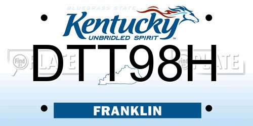DTT98H Kentucky License Plate