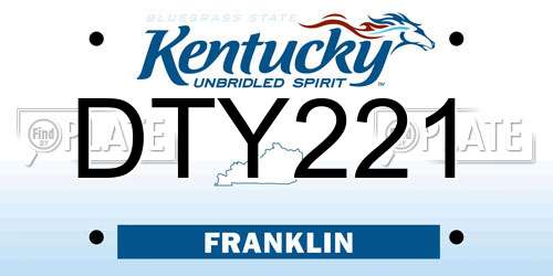 DTY221 Kentucky License Plate