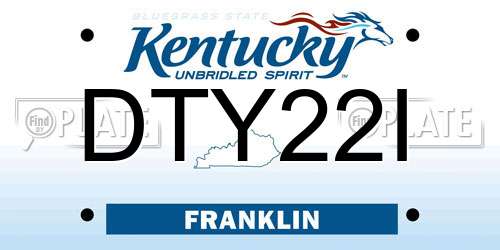 DTY22I Kentucky License Plate