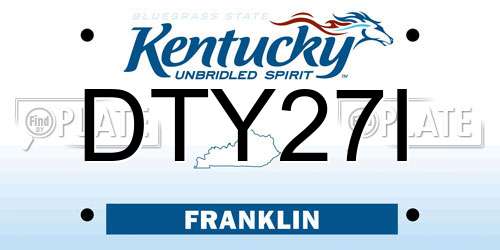 DTY27I Kentucky License Plate