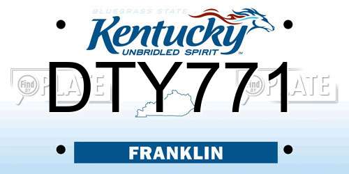 DTY771 Kentucky License Plate