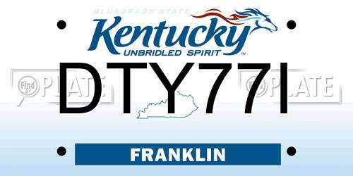 DTY77I Kentucky License Plate