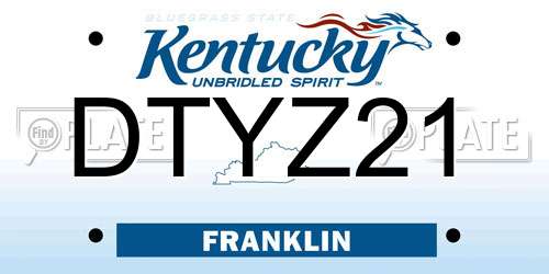 DTYZ21 Kentucky License Plate
