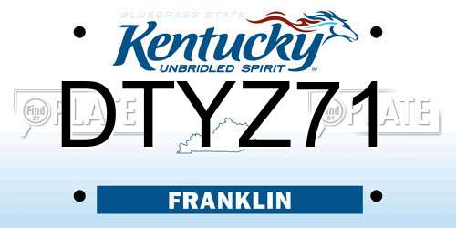 DTYZ71 Kentucky License Plate