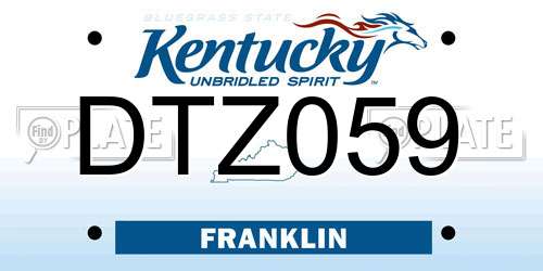 DTZ059 Kentucky License Plate