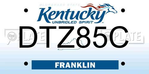 DTZ85C Kentucky License Plate