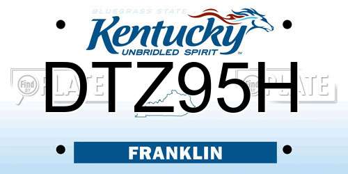 DTZ95H Kentucky License Plate