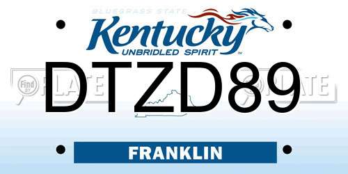 DTZD89 Kentucky License Plate