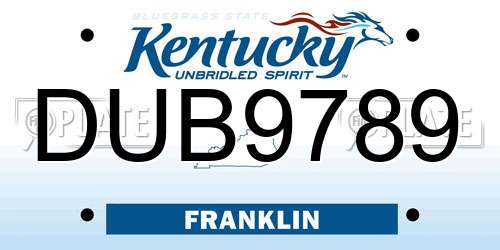 DUB9789 Kentucky License Plate