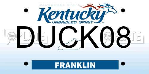 DUCK08 Kentucky License Plate