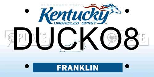 DUCKO8 Kentucky License Plate