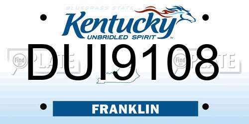 DUI9108 Kentucky License Plate
