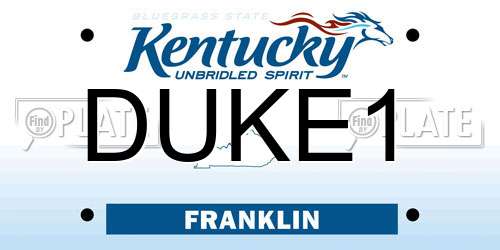 DUKE1 Kentucky License Plate