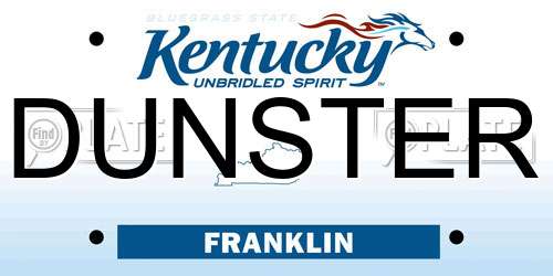 DUNSTER Kentucky License Plate