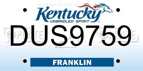 DUS9759 Kentucky License Plate