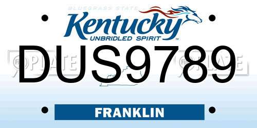 DUS9789 Kentucky License Plate