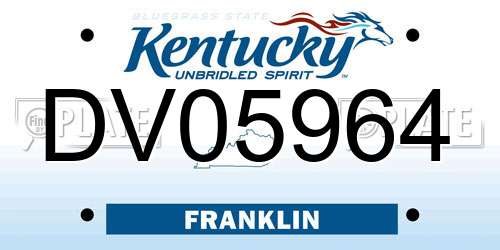 DV05964 Kentucky License Plate