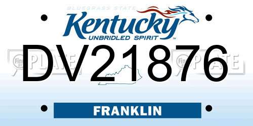 DV21876 Kentucky License Plate