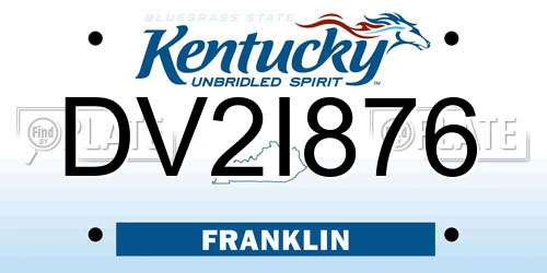 DV2I876 Kentucky License Plate