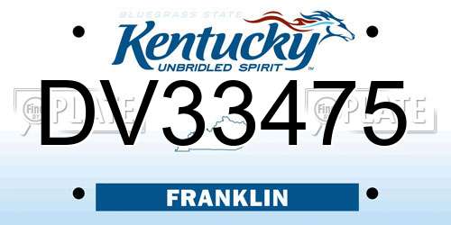 DV33475 Kentucky License Plate