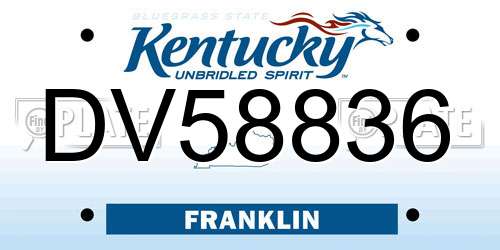 DV58836 Kentucky License Plate