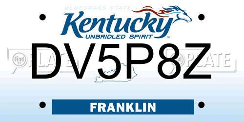 DV5P8Z Kentucky License Plate