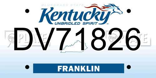 DV71826 Kentucky License Plate