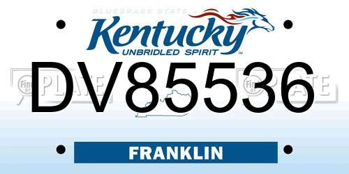 DV85536 Kentucky License Plate