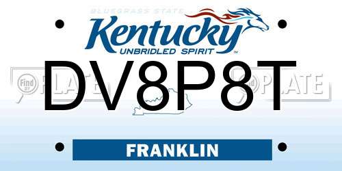 DV8P8T Kentucky License Plate