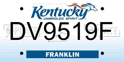 DV9519F Kentucky License Plate