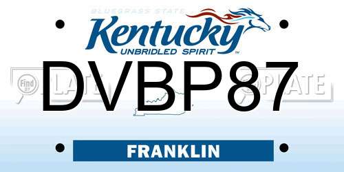 DVBP87 Kentucky License Plate
