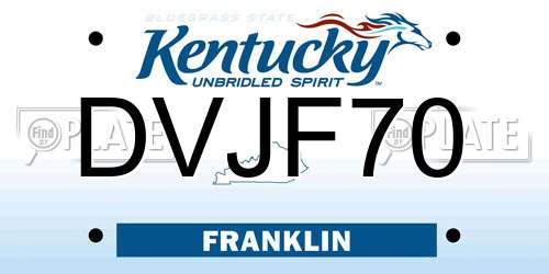 DVJF70 Kentucky License Plate