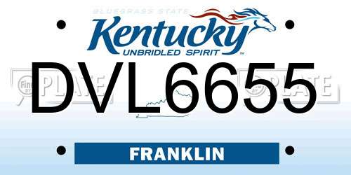 DVL6655 Kentucky License Plate